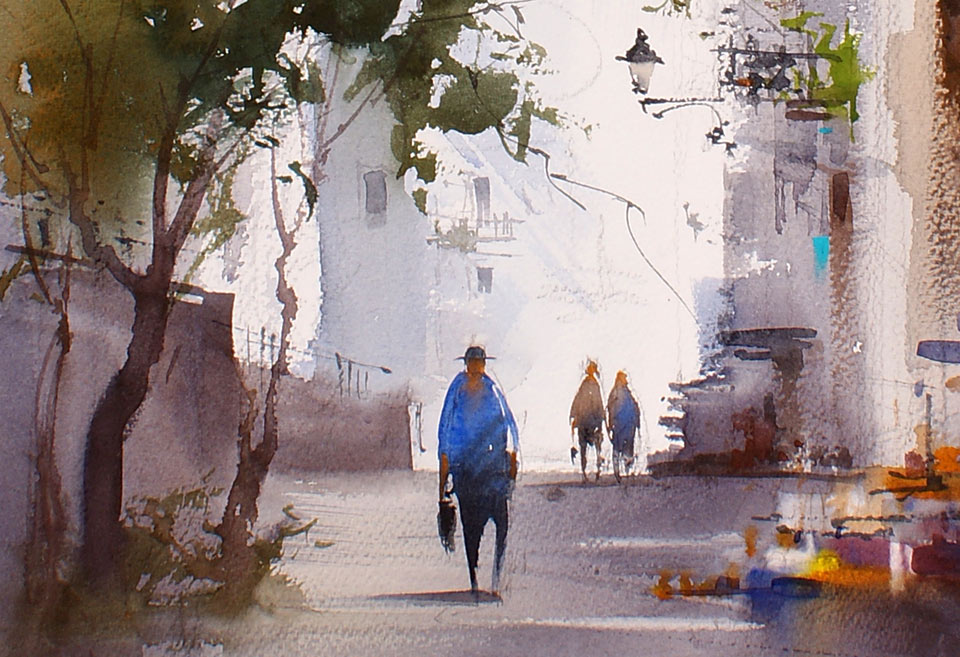 How to paint a Street View in Watercolor