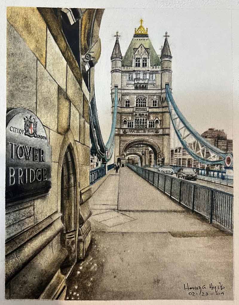 London Tower Bridge - Watercolour and story by Hamza Aqib