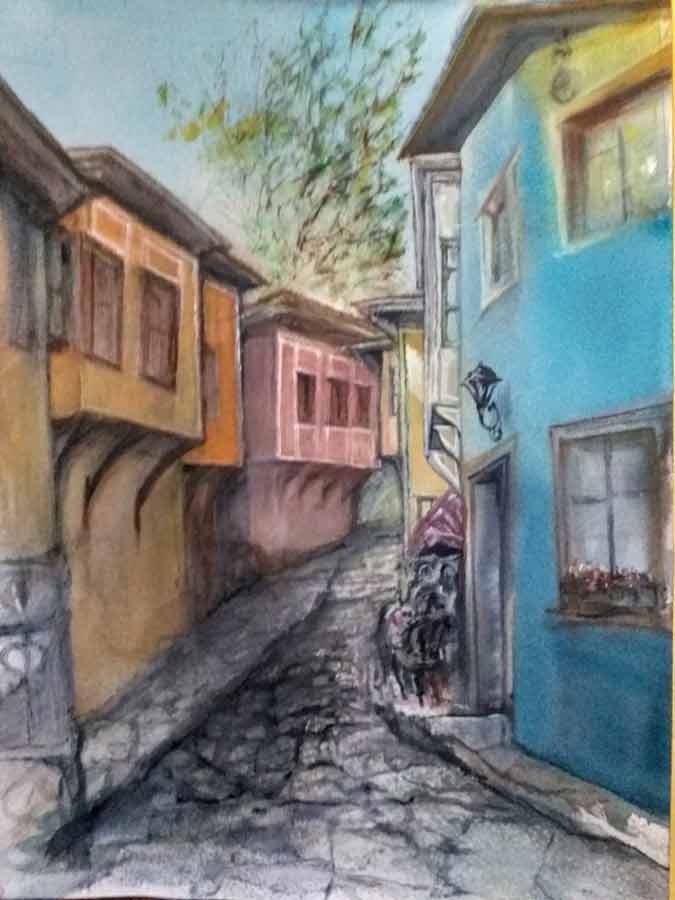 Old Plovdiv - Watercolour and story by Mina Kiryakova