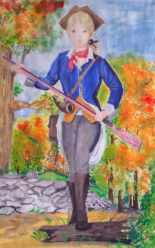 Soldier 1700 New England - Watercolor and story by Joanne Brunelle