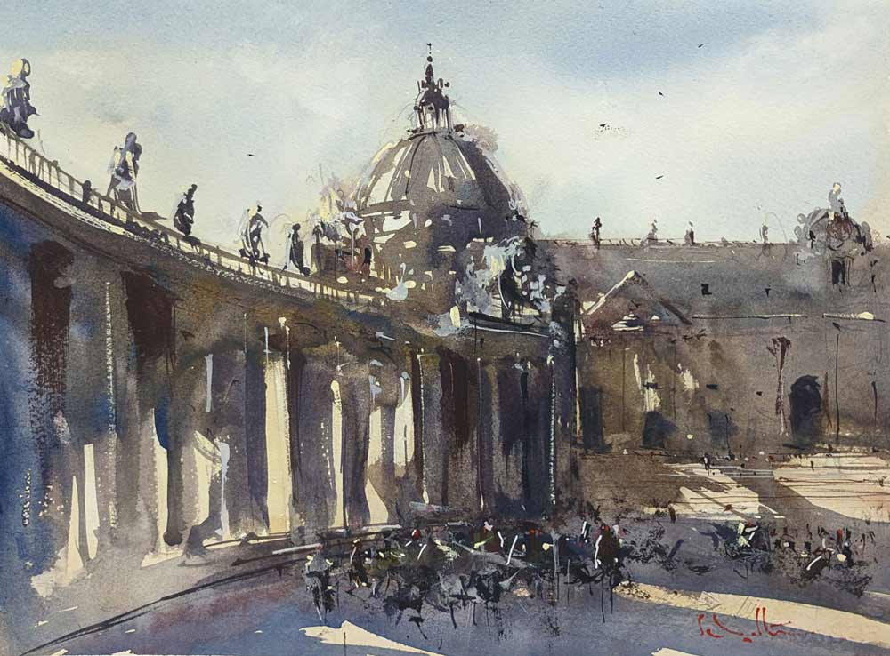 St Peter's Basilica - Watercolour and story by Robert Scholten