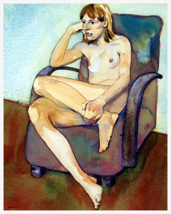 Nude Figures in watercolor by Chez Watts