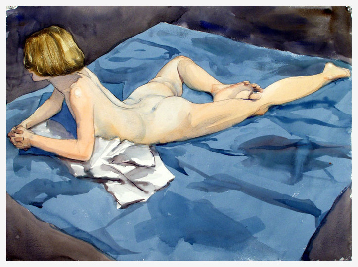 Nude Figures in watercolor by Chez Watts