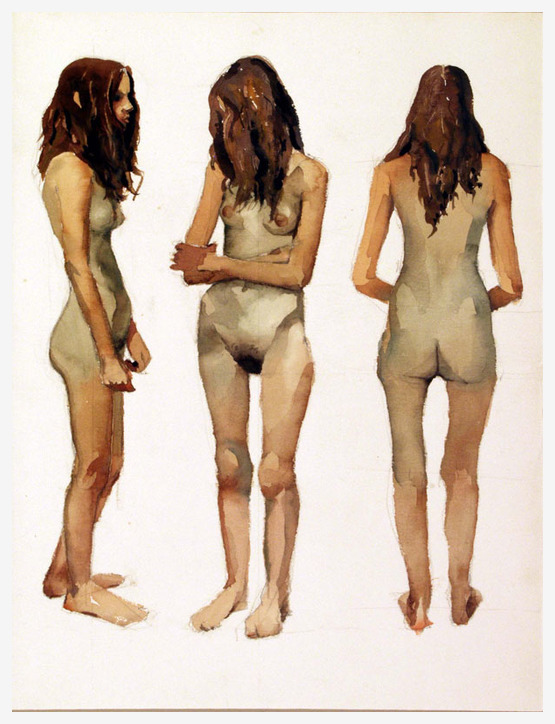 Nude Figures in watercolor by Chez Watts