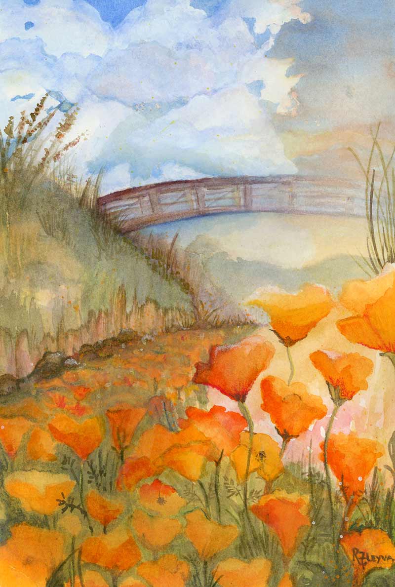 Golden Poppies - Watercolor by Regina F. Leyva