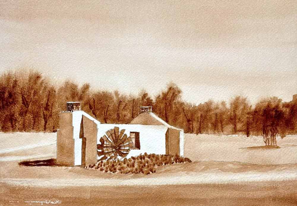 Monochrome artworks by Ray, a Watercolor Academy Correspondence Course student