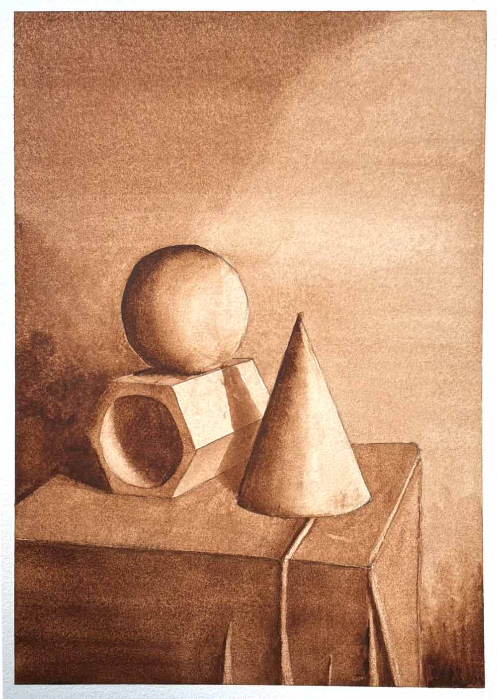 Monochrome artworks by Ray, a Watercolor Academy Correspondence Course student