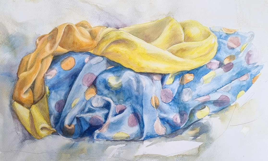 From Monochrome to Full Color: Margaret's Watercolor Drapery Studies