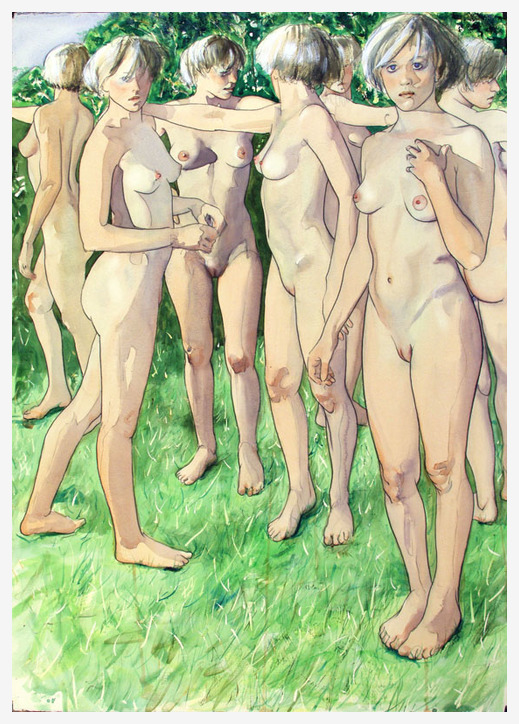 Nude Figures in watercolor by Chez Watts