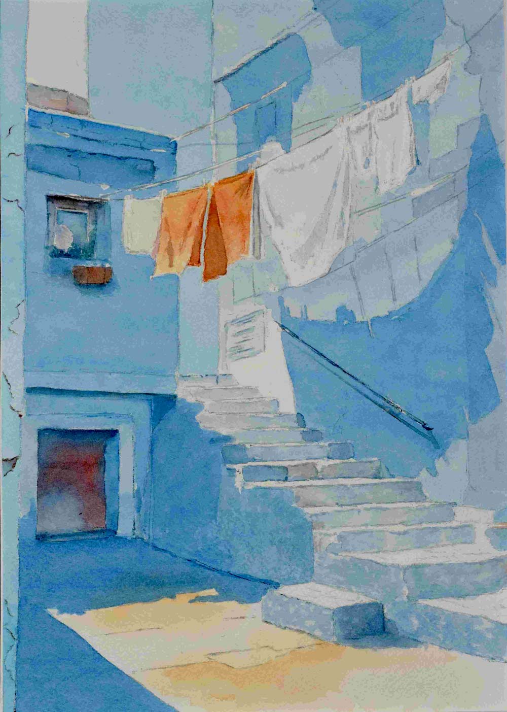Sunlight, Stairs, and Laundry: A Watercolor Study by Gerard