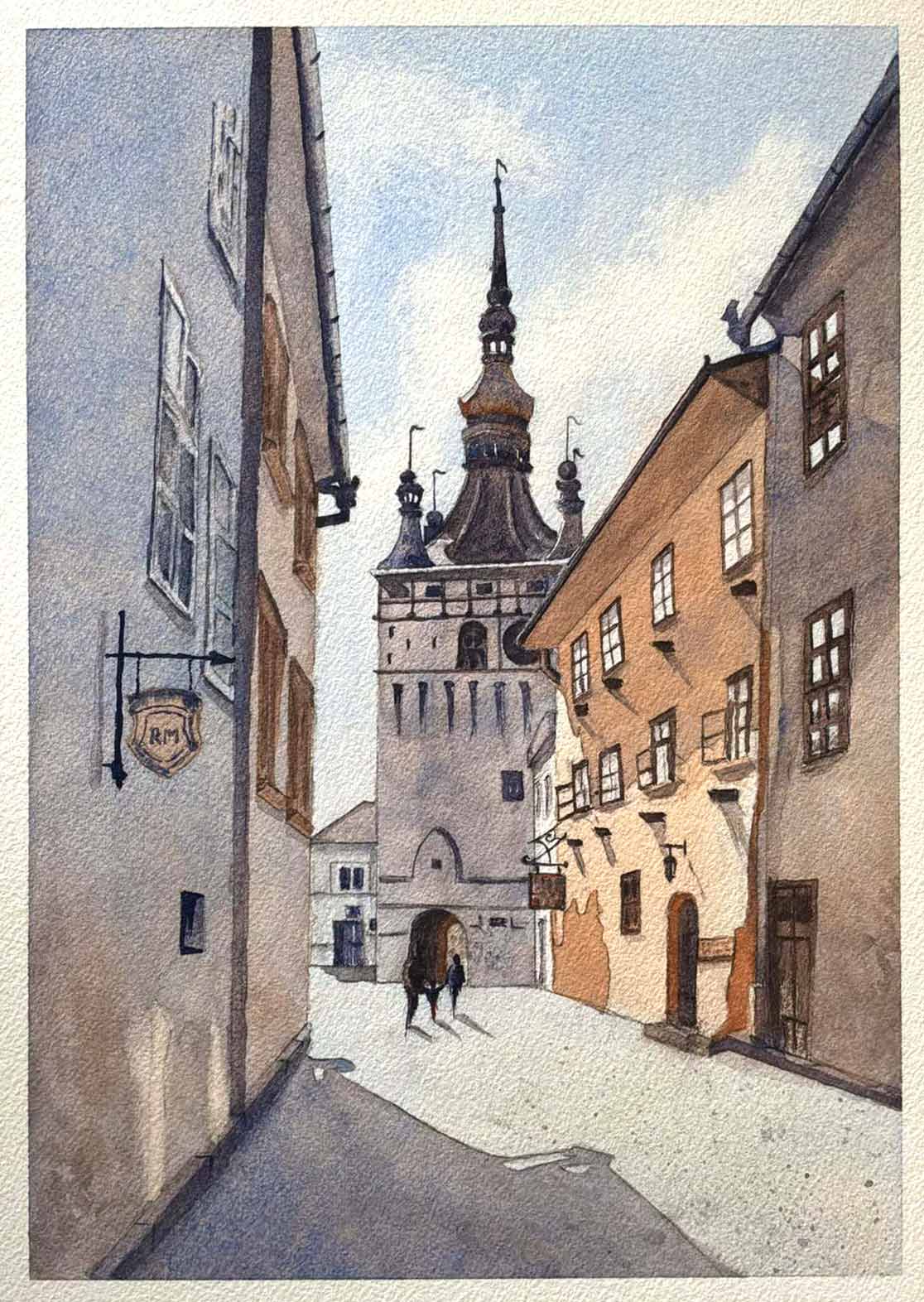 Two-color watercolors by Ray, a Watercolor Academy student