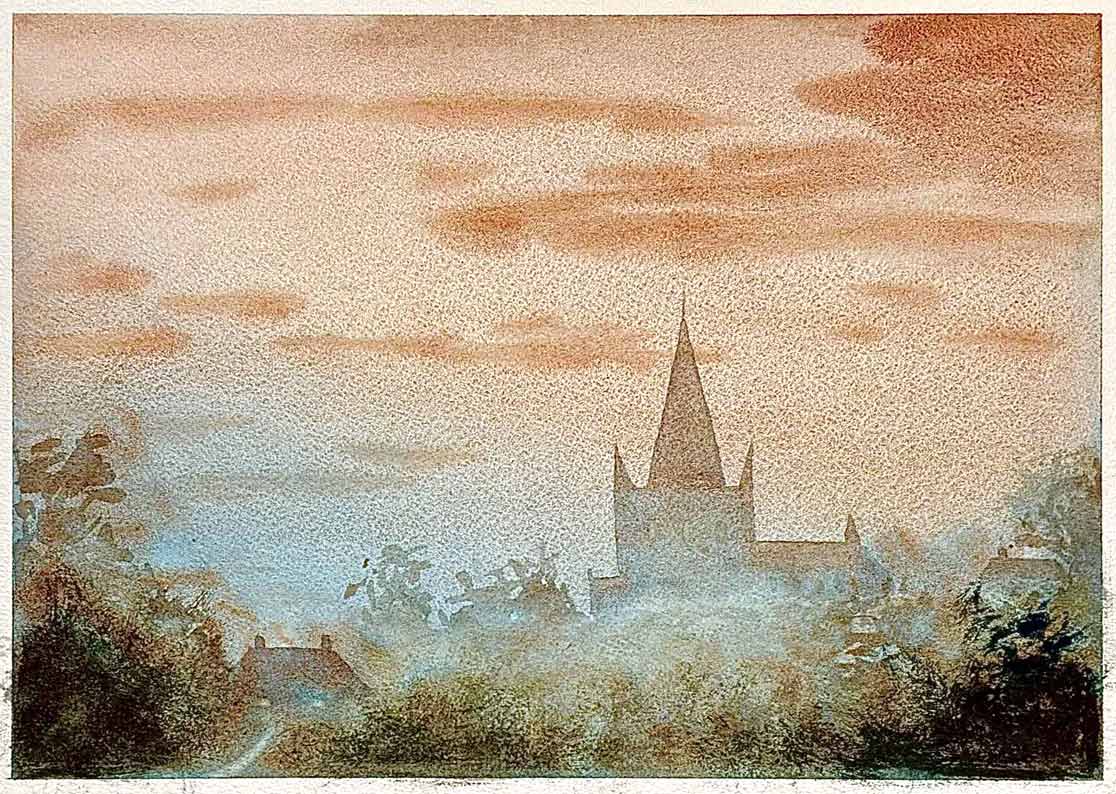 Two-color watercolors by Ray, a Watercolor Academy student