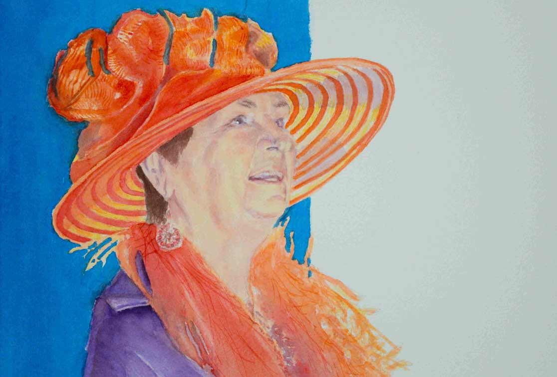 Watercolor Portrait with Strong Likeness and Bold Color Contrasts