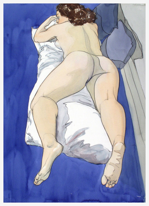 Nude Figures in watercolor by Chez Watts