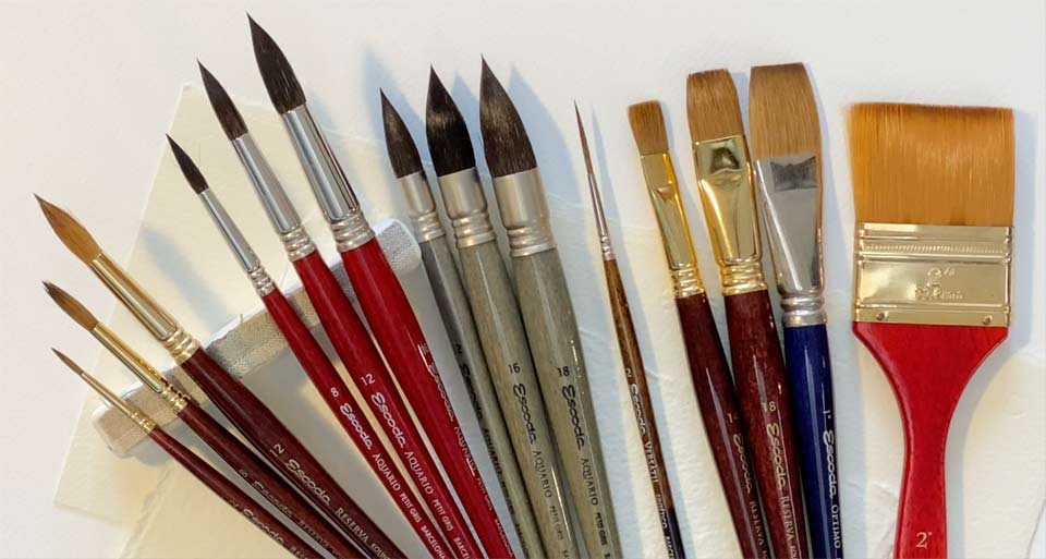 Escoda Watercolor Brushes, Mink Watercolor Brush